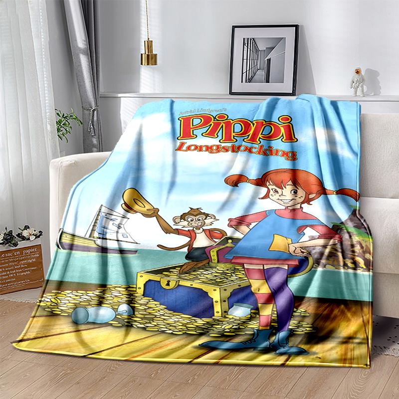 Pippi Longstocking Flannel Blanket Soft Warm All-Season Throw, Design for Camping, Car Travel, Hiking Sofa, Bed, Office Perfect Gift for Parties