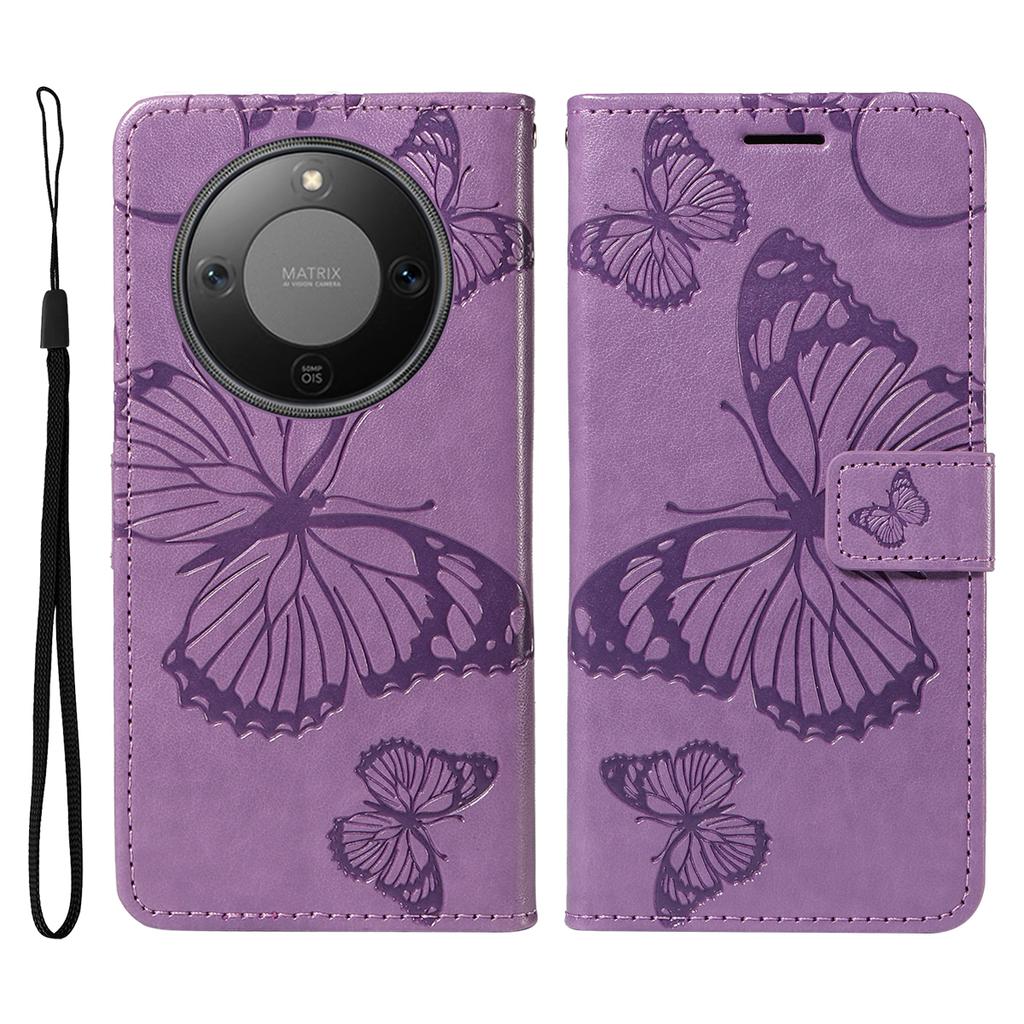 For Honor Magic8 Lite 5G/X9d 5G/X70 5G Wallet Case Floral Butterfly Imprinted Leather Phone Cover Stand -  Green