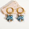 Ceramic Dopamine Fish Starfish Earrings For Women Colorful Vibrant Pendant Youthful Stainless Steel Jewelry Gift
