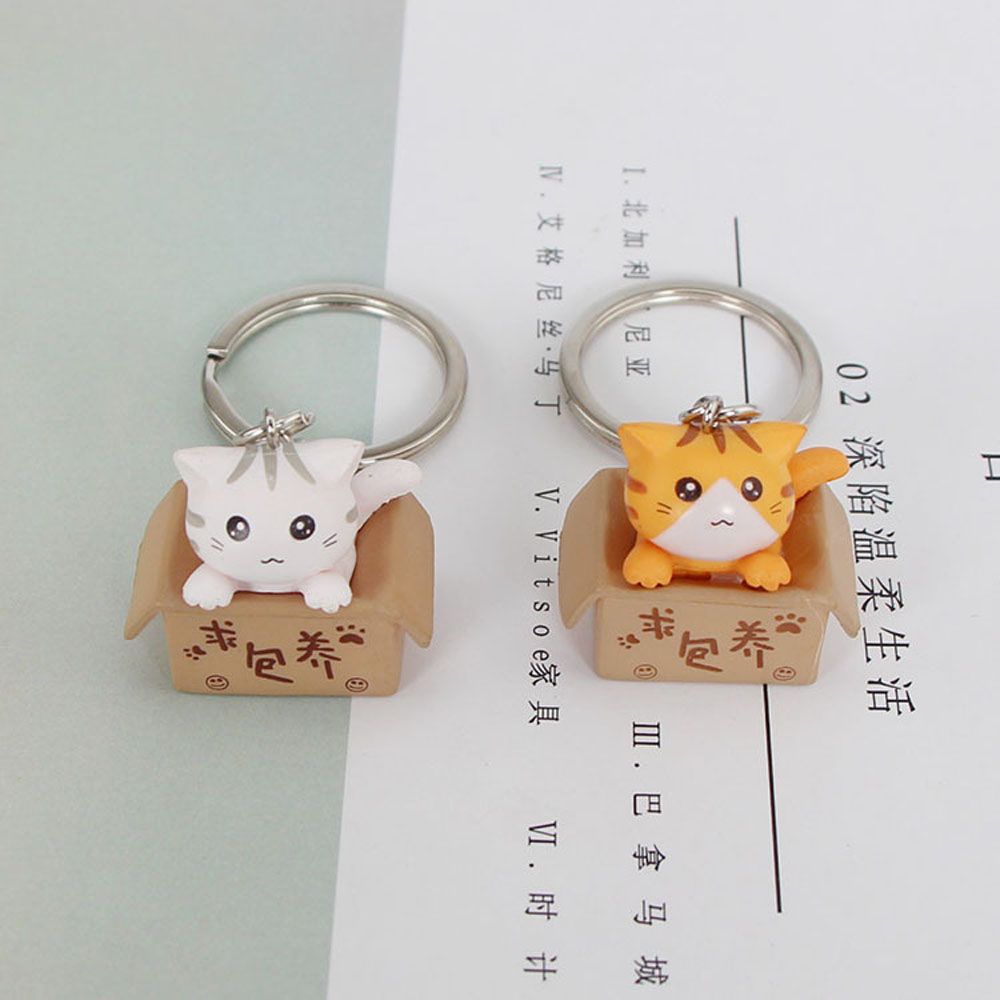 Cartoon Personality Little Cat Ornaments Resin Key Ring Bag Charm Pendant Keychain For Men Women