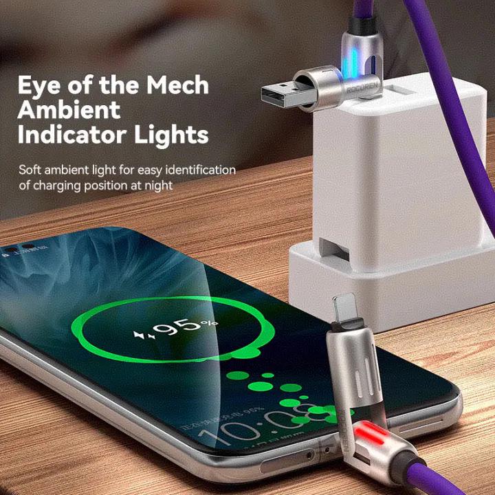 Light Column Multi-Functional 7-Color 4-in-1 Fast Charging Cable for Huawei & Apple 15 PD