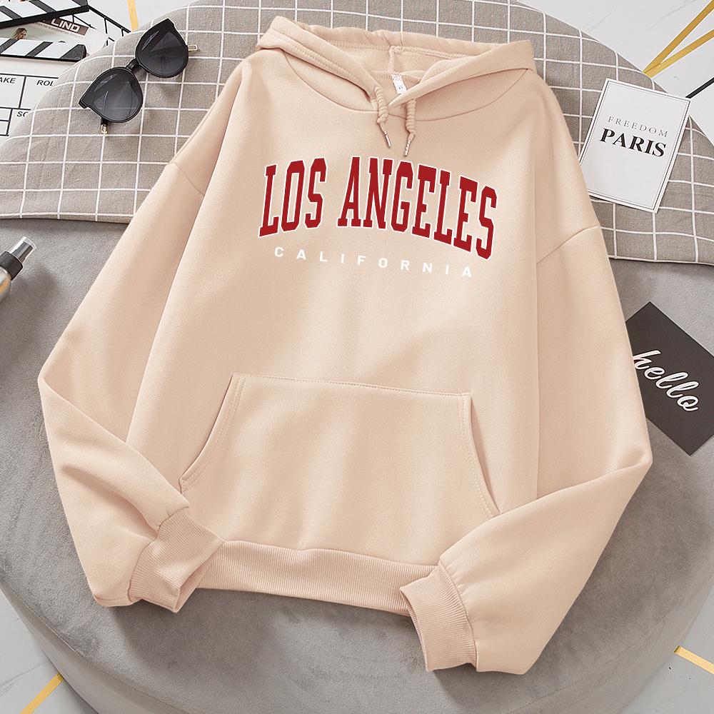 Los Angeles California Hoodies Women Fashion Novelty Casual Hooded Basic Sweatshirt Warm Comfortable Fleece New Hoody