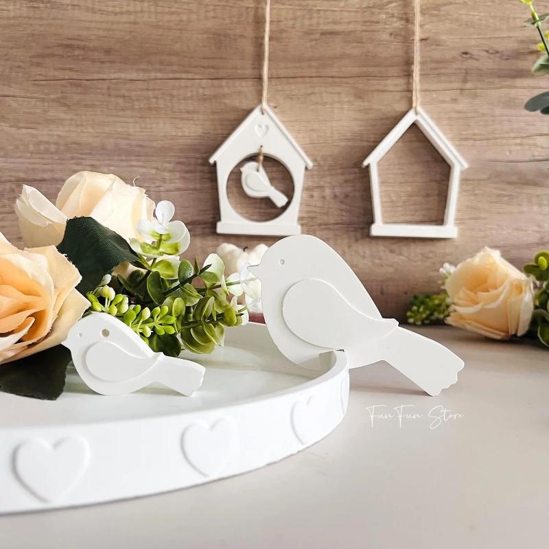 1set Birdhouse Silicone Mold Set,Heart-shaped Hanging House Mold and Three Bird Molds,for DIY Plaster and Spring Home Wall Decor