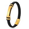 Fashionable new 11MM modern men's woven leather bracelet laser-engraved stainless steel bracelet
