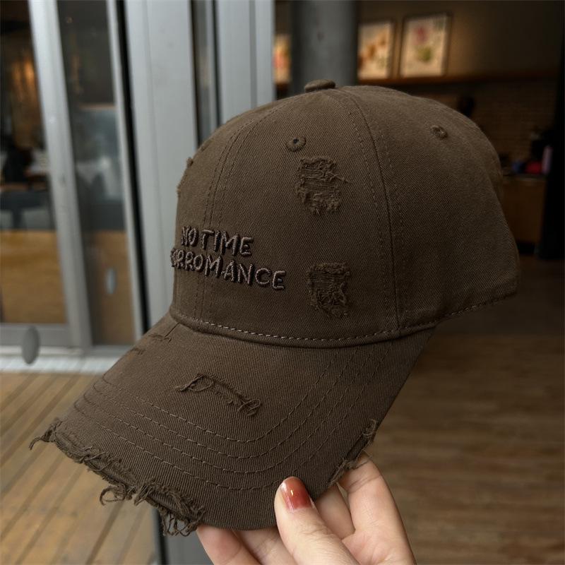 2025 Women's Distressed Duckbill Baseball Cap - Trendy Wide Brim for a Slimming Effect