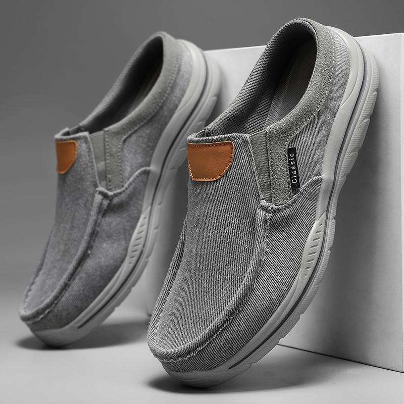 Summer Mens Casual Shoes Breathable Man Loafers Lightweight Canvas Shoes Comfortable Half Slippers Slip on Male Walking Sneakers