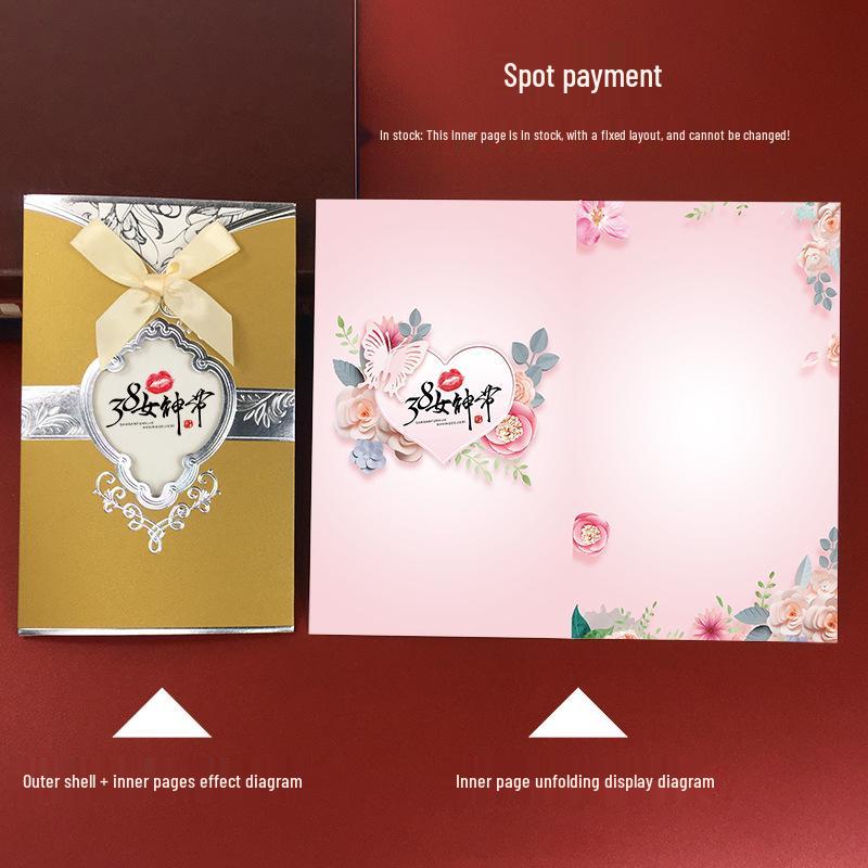 Premium Women s Day Greeting Card with Elegant Hollow Design and Hot Stamping for March 8th