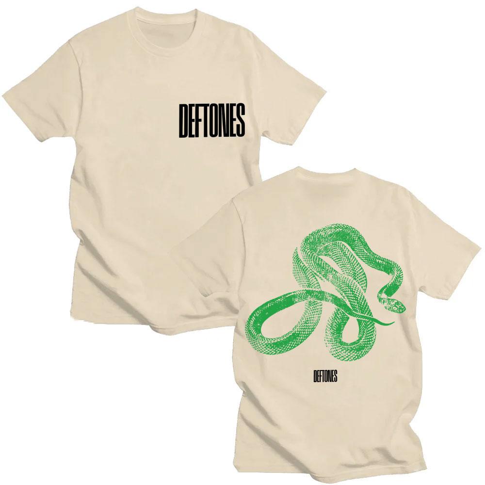 

Rock Band Deftones Green Snake Print T-shirt Private Music Album Retro Fashion Trend Summer Print 100% Pure Cotton T-shirt 4XL