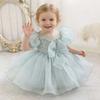 Stylish Toddler Princess Bow Dress with Puff Sleeves for First Birthday