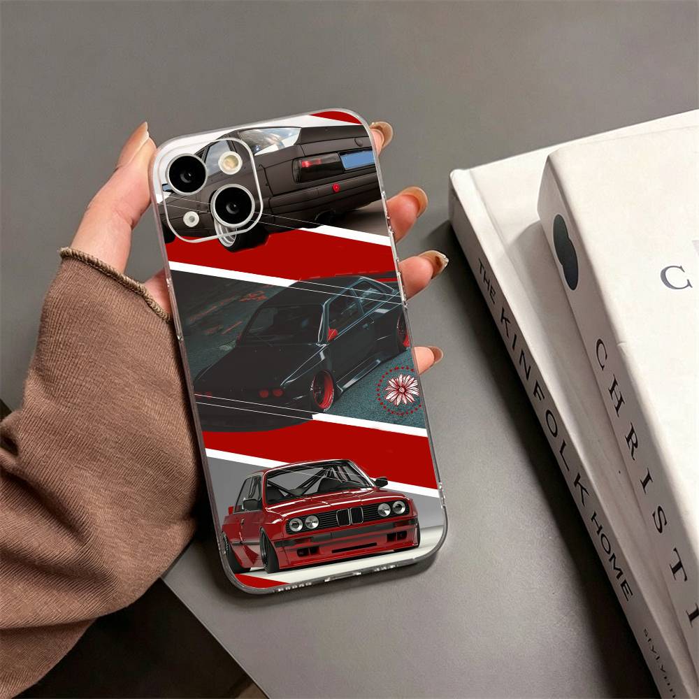 E-E30 Car Phone Case For iPhone17,16,15,14,13,12,11 Plus,Pro Max Soft Transparent Cover iPhone14