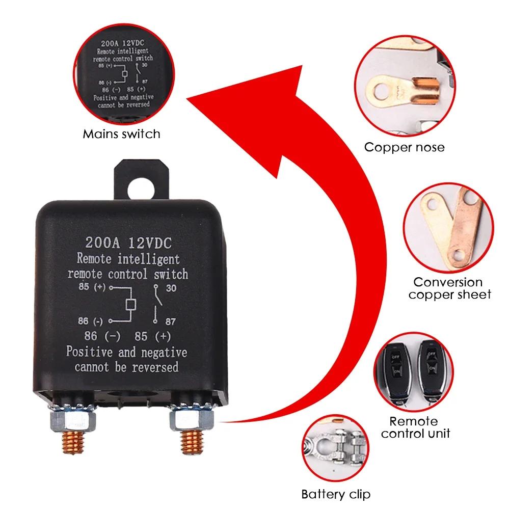 Battery Switch Relay 12V Remote Control Battery Disconnect Cut Off Isolator Switch Anti-Theft with Dual Remote Control Switch