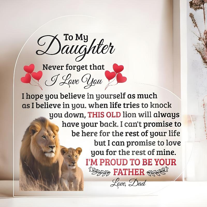 2D Flat Acrylic Daughter Gift Decorative Plaque, Lion Family Design, Suitable for wall decoration, porch, room, villa, accents Home, Hallway, or Workp