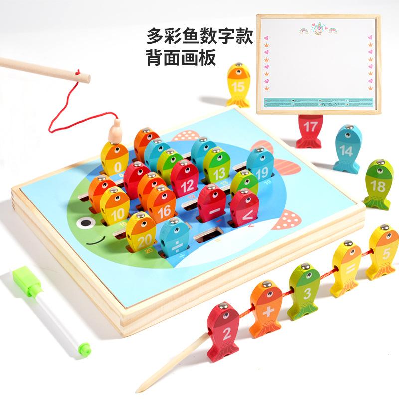 Wooden Children Fishing Toys Montessori Early Education Toys Kids Ability Training Game Toddler Number Alphabet Early Learning