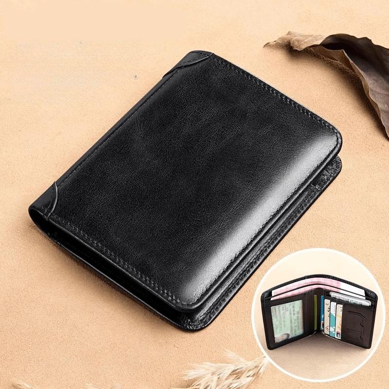 Business Men's Slim Wallet Multi-Functional Classic Design RFID Blocking Compact Card Holder with Coin Pocket