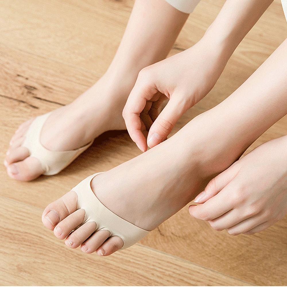 High Heels Socks Insole Forefoot Pain-proof Thick Half Palm Pad Invisible Female Five Toe Half Socks Boat