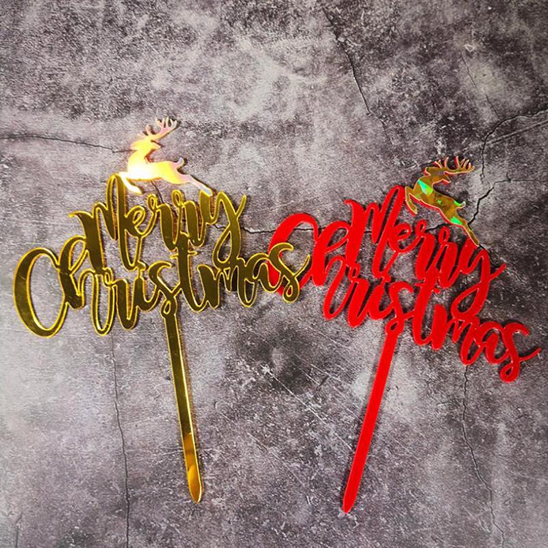 Party Acrylic Cake Flag Topper Cake Decoration Card Inserting Christmas Party Acrylic Cake Flag Topper Cake Decoration Card Inserting Christmas