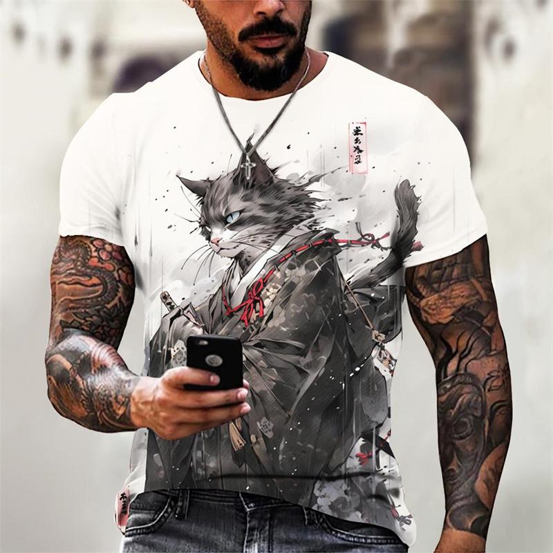 Animal Warrior Pattern T-Shirt Men Anaimal 3D Print Summer Casual Oversized Short Sleeve T-Shirt Comfortable O-Neck Breathable T-Shirt