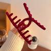 Festive Red Flocking Shark Clip Creative Chinese New Year Hair Grab Wealth Hair Claw  Girl