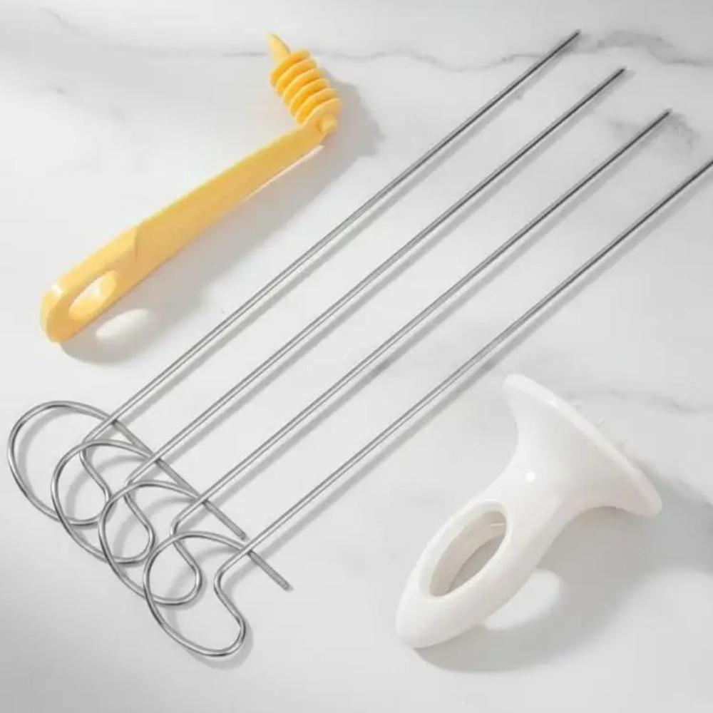 

Stainless Steel Potato Twister Tornado Slicer Manual Cutter Spiral Chips Kitchen Cooking Maker 6PCS Set for Home BBQ Tools