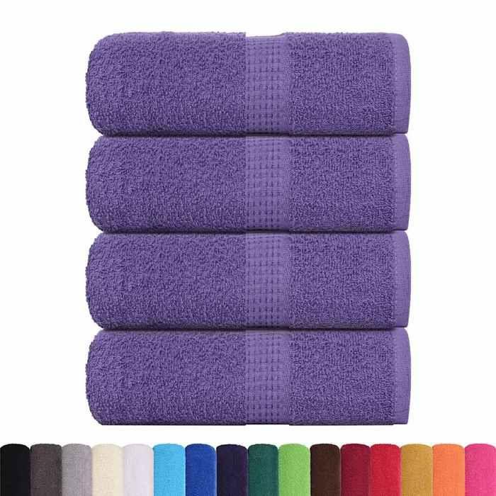 VidaXL Serviettes de toilette 4 pièces FROGN Violet 30 x 30 cm 100 % coton 136873