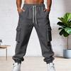 Men Winter Jogger Pants Drawstring Waist Gym Sweatpants Thickened Warm Cargo Pants Baggy Track Pants for Jogging Running Workout