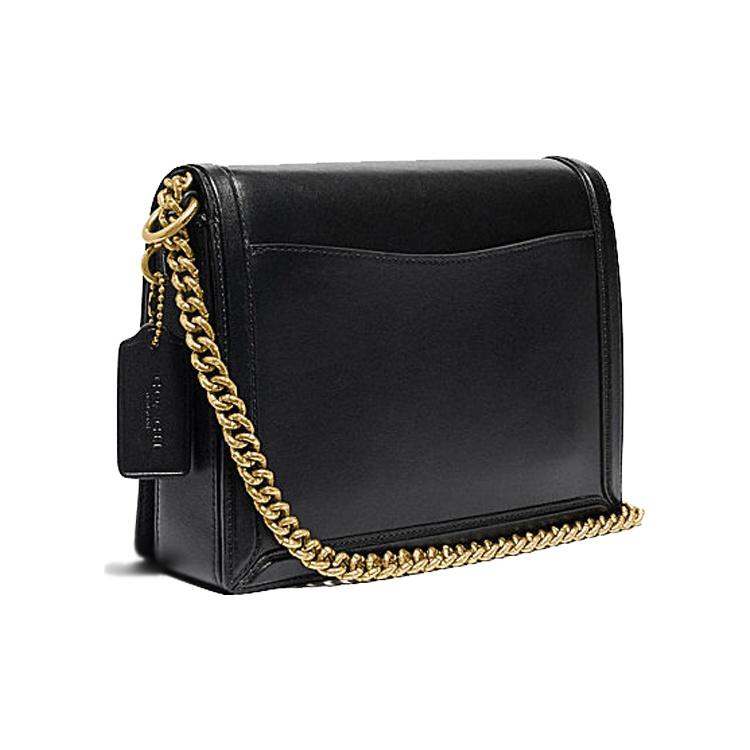 Coach Borsa a tracolla Hutton 22 con chiusura a scatto e catena Donna Nera 88342-B4BK