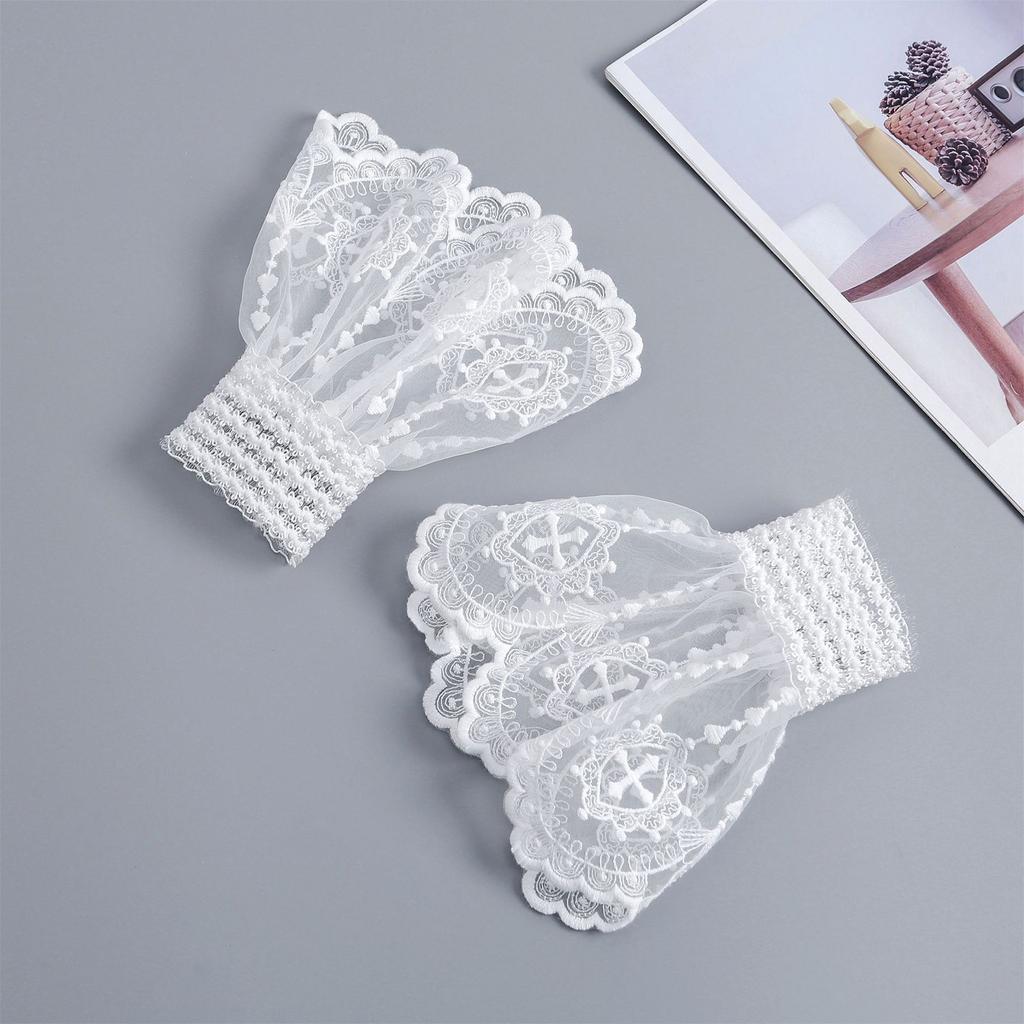 Elegant Lace Trim Wrist Sleeves Decorative Sleeves for Wedding Dress Wrist Accessory Arm Decors For Women Dress Upgrades