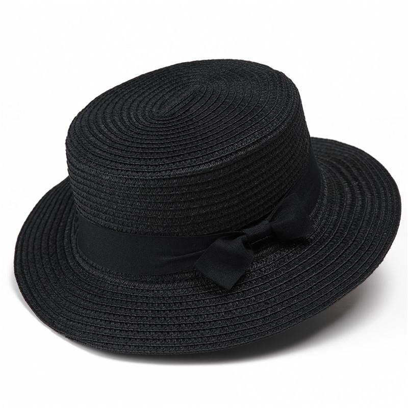 Parent-child straw hat women's summer British retro flat top small fresh top hat sunshade sunscreen beach hat travel tide