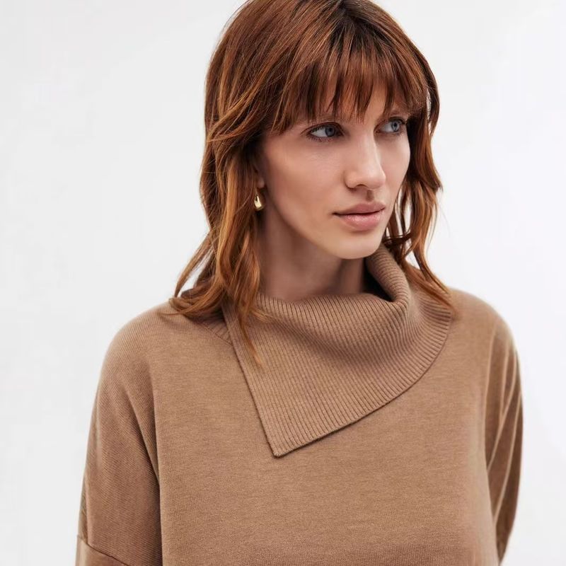 Fashion Wind New Arrival Fashion Loose Knitting Sweater Long Sleeve Tops Loose High Neck Sweater