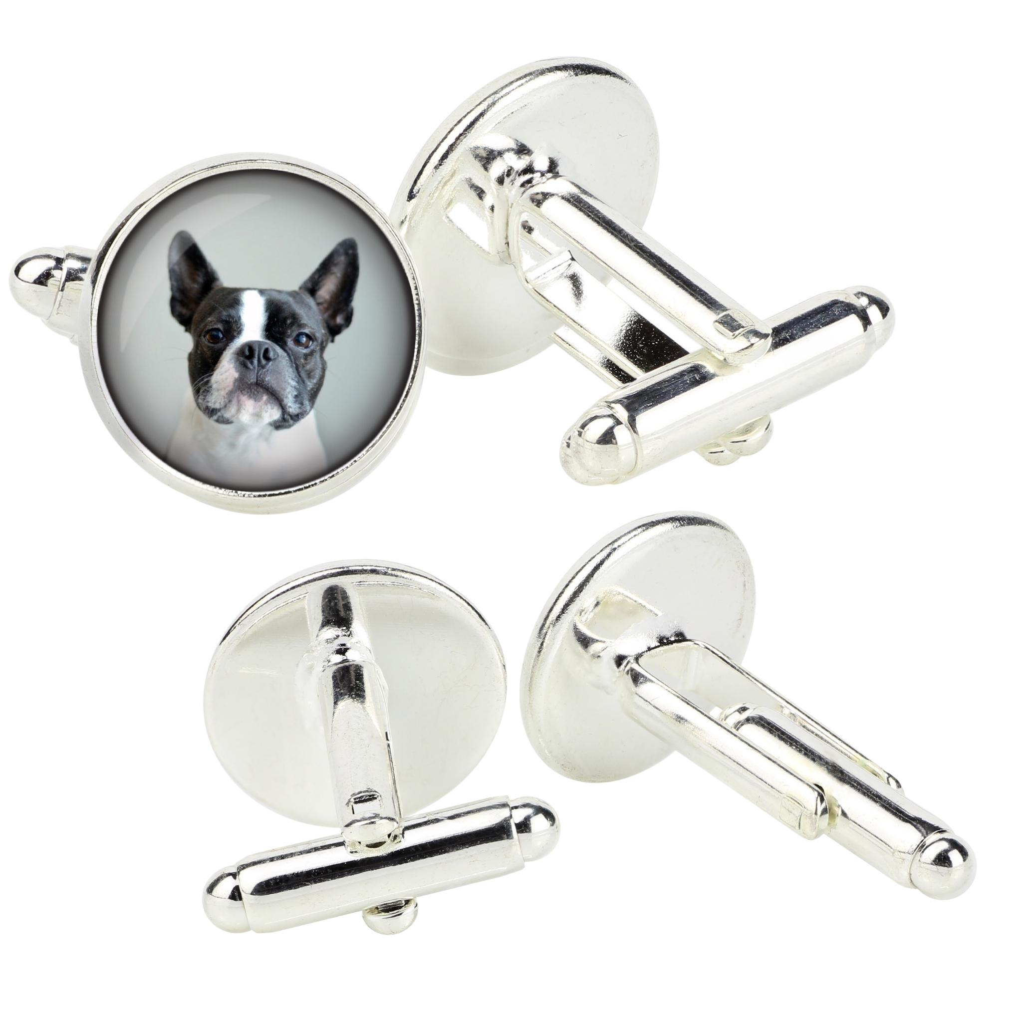 

Boston Terrier, American Gentleman - cufflinks in a box, handmade jewelry, product of the Art-Dog brand срібний