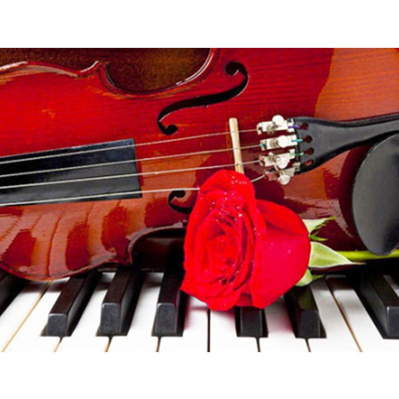 5D DIY Diamond Painting Piano and Roses Diamond Embroidery Cross Stitch Kit Full Rhinestone Mosaic Home Decor