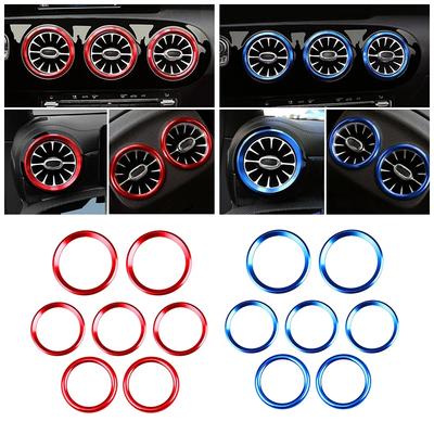 Para Mercedes Benz AB CLA GLA GLB 2020 2024 2024 Carro Ar Condicionado Tomada AC Turbo Vent Anel Guarnição Vermelho Azul Cor Refit Adesivo