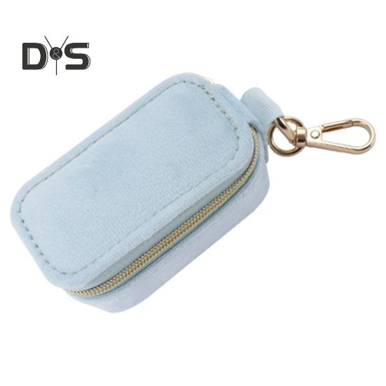 

Коробка для хранения ювелирных изделий с застежкой-молнией, защитной внутренней подкладкой, бархатным держателем для ювелирных изделий, удобным для переноски брелоком синий