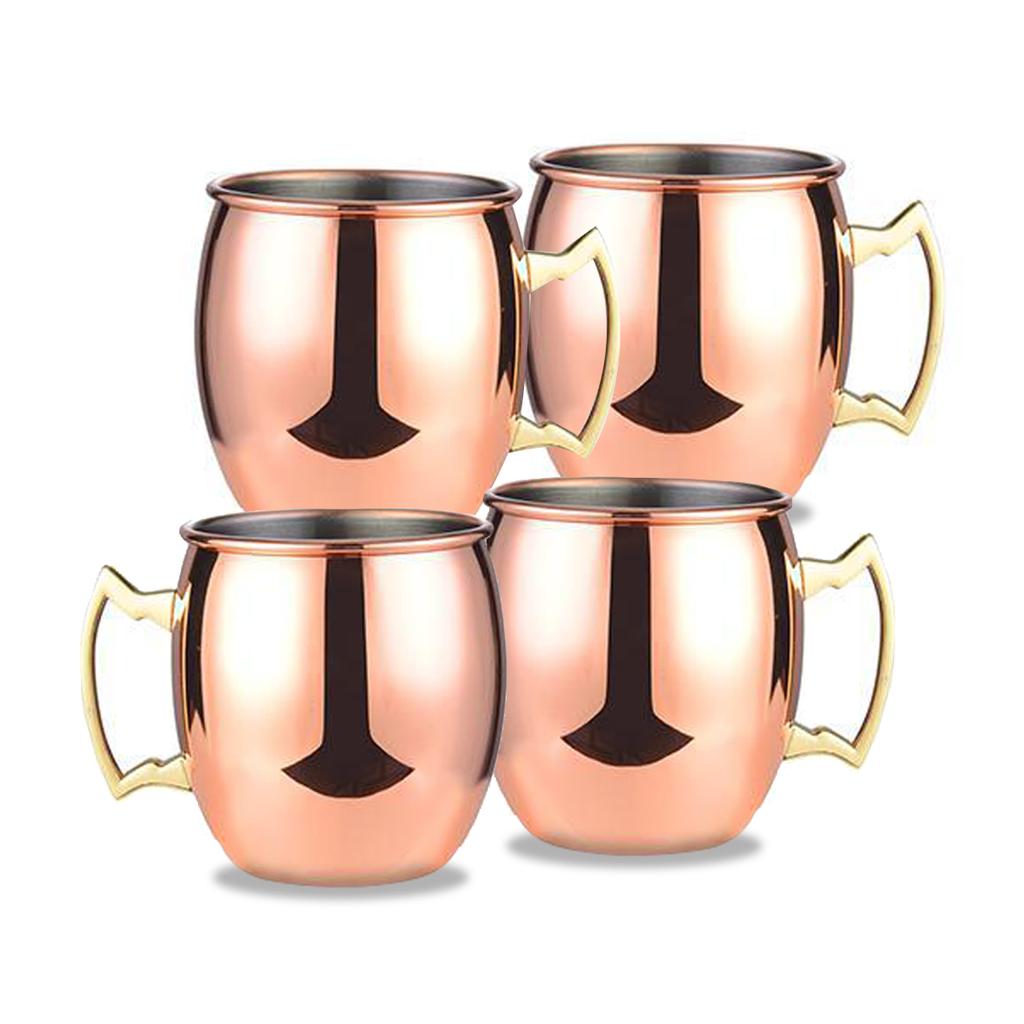 Leeseph Moscow Mule Mugs, Hammered Copper Cups with 304 Stainless Steel Lining, for Cold Drinks, Beer, Wine, Bars, Parties, Gift