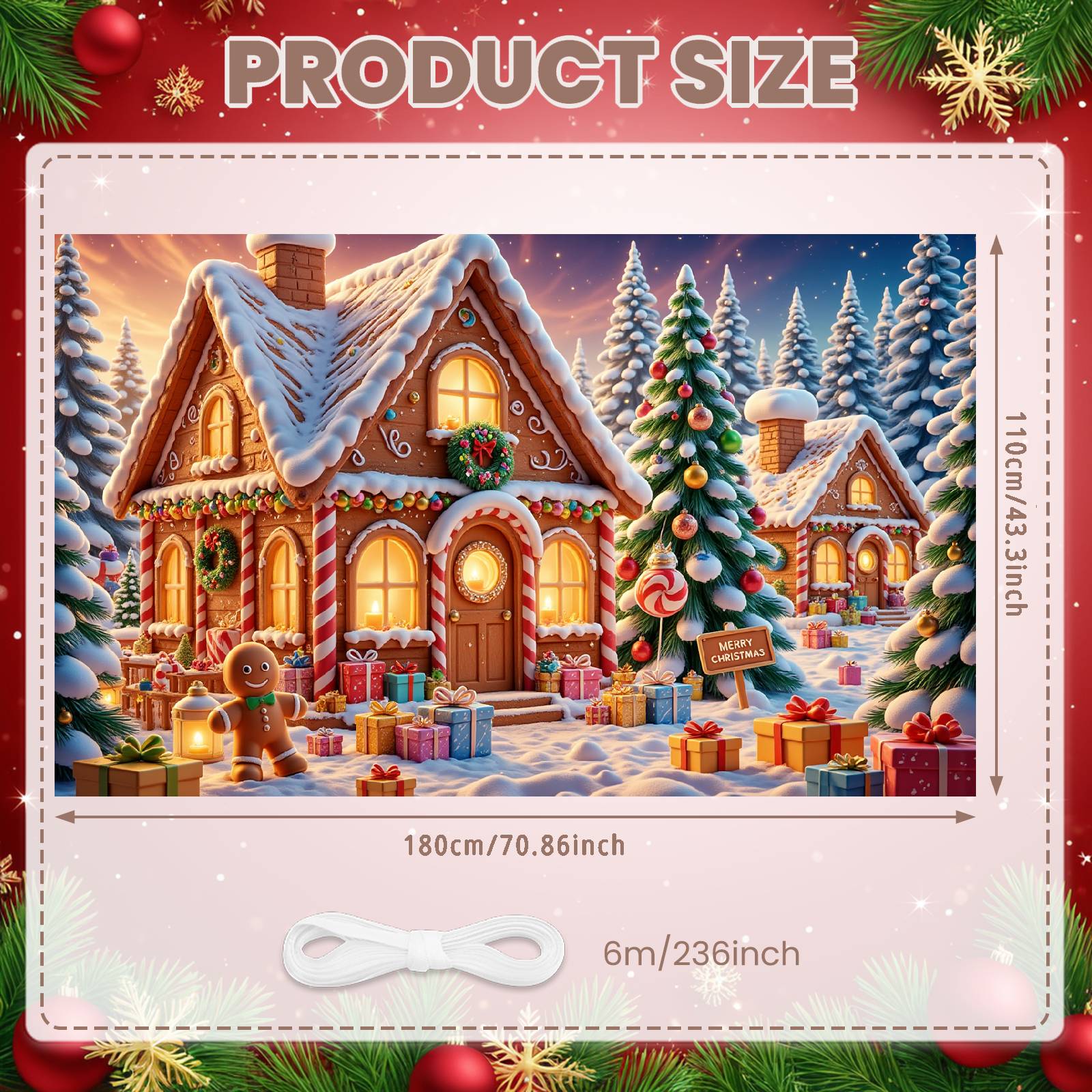 

Christmas Banner Candy Cane Trim Christmas Decor Backdrop Winter Scene Display Christmas Tree Decor Xmas Background For Home