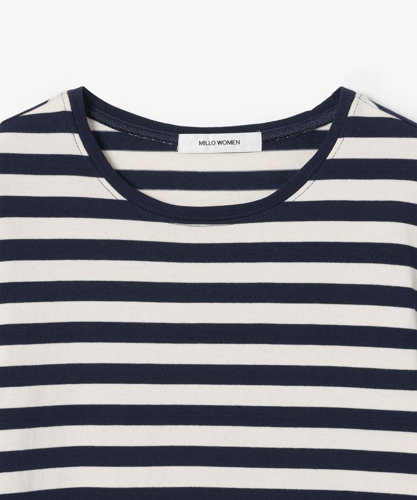 MILLO WOMEN Striped Warmer T-Shirt [Navy]