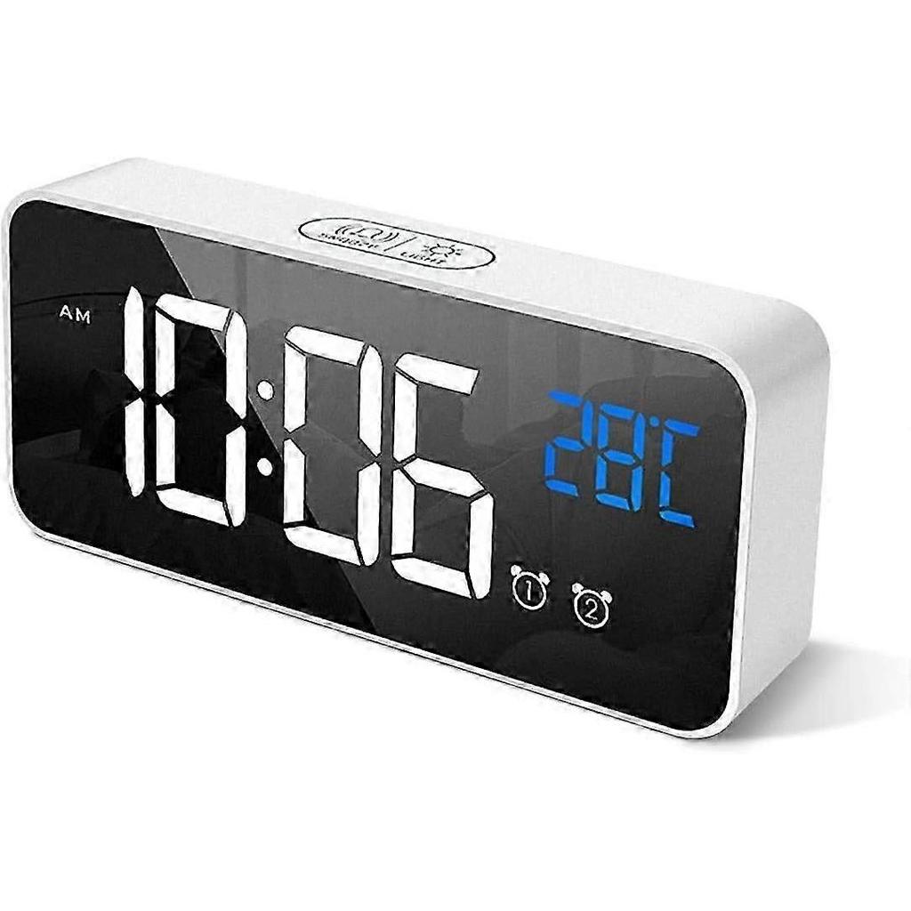 Sveglia Digitale HOMVILLA con Ampio Display LED della Temperatura, Sveglia Specchio Portatile con Doppio Allarme Orario di Sonno Dimmer a 4 Livelli Regolabile