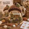 Whimsical Village Creative 3D Fabric Poke Art DIY Kit Mushroom Cottage Village Hand‑Poking Craft Making Set For Adults Beginners
