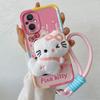 KEYSION Cute 3D Cartoon Plush Case for OPPO Reno8 Z 5G 7Z with Lanyard Silicone Shockproof Phone Cover for OPPO Reno 7 8 Lite 5G