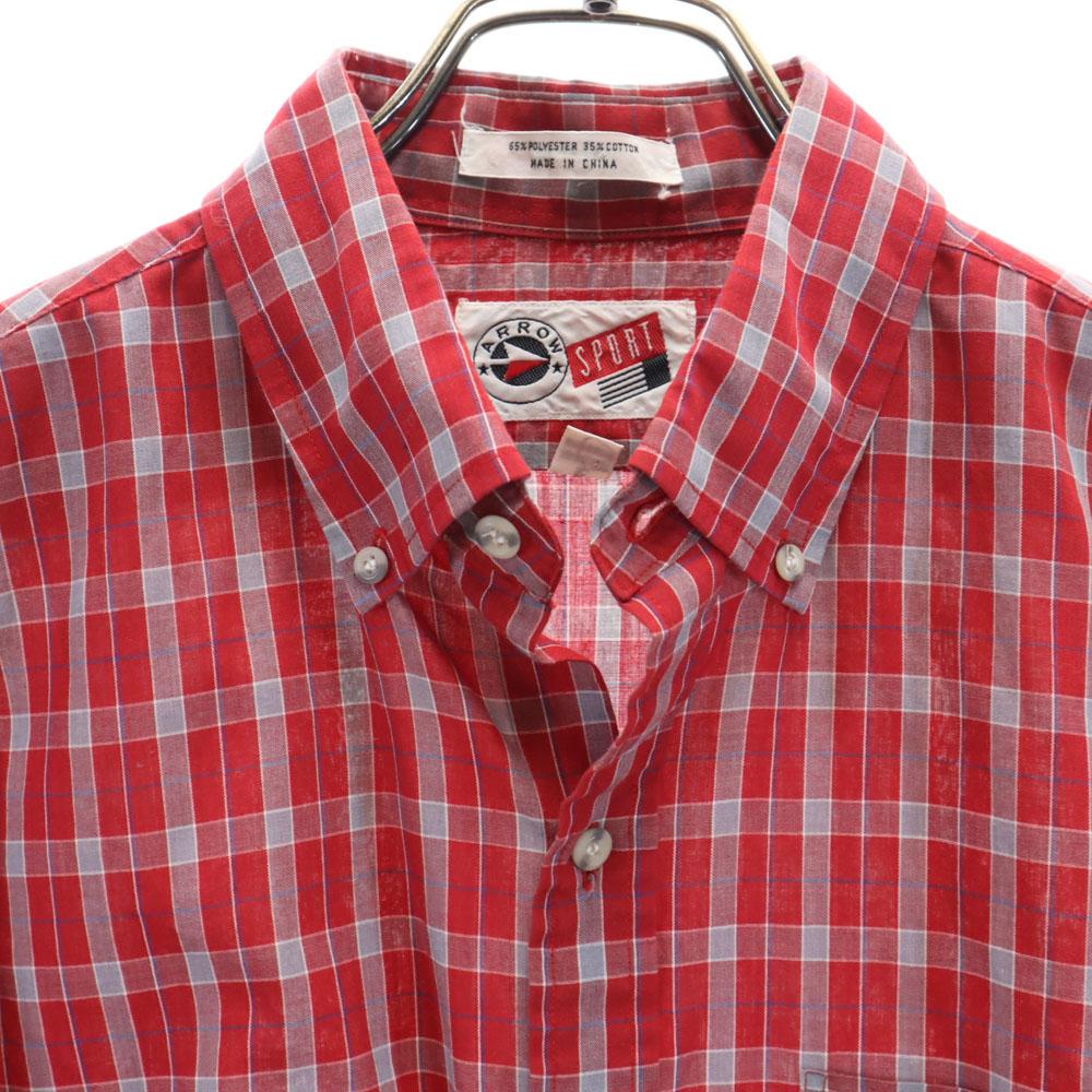ARROW 70s 80s vintage Check Pattern Long sleeve Button down shirt L SPORT Men's Used