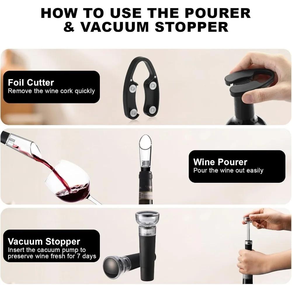 Electric Wine Opener Set Electric Wine Bottle Opener with Storage Base/Wine Aerator Pourer/Foil Cutter/Wine Stopper
