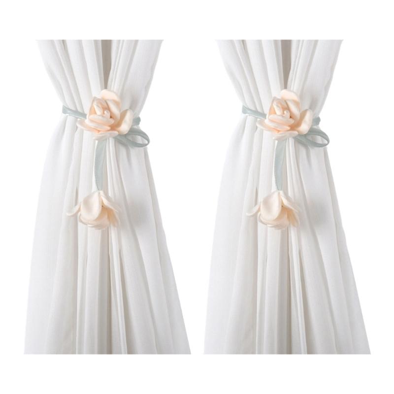 Flower Shape Curtain Holdbacks Polyester Fabric Multiple Color Option Simple Setup Window Decoration
