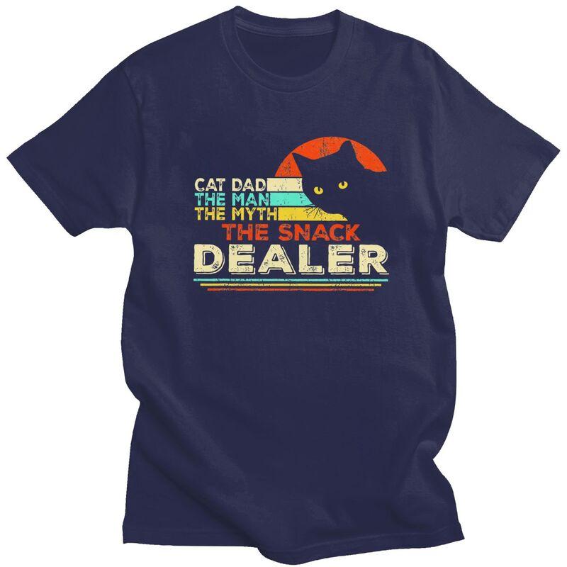 Custom Vintage Cat Dad T Shirt Men ShortSleeve Fathers Day Gift Tshirt Streetwear Tee Pure Cotton Slim Fit Tshirts Gift