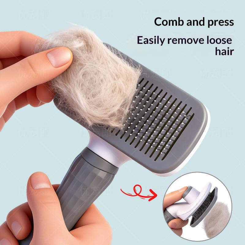 One Button Self Cleaning Pet Grooming Brush Effective Fur Remover for Cats Dogs Lightweight Portable for Outdoor Use