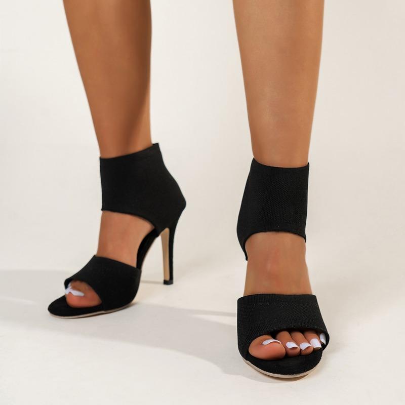 

модные женские новые дизайнерские вязаные босоножки на высоком каблуке лето 2024 года, босоножки на тонком каблуке, женские сексуальные закрытые каблуки, черные туфли для вечеринок 37 чёрный