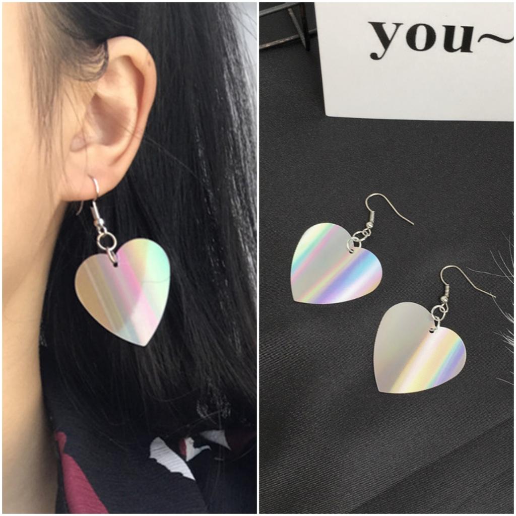 Laser Sequin Heart Earrings for Women Korean Fashion Sequin Cute Love Drop Earrings Girls Statement Zircon Boucle D'oreille