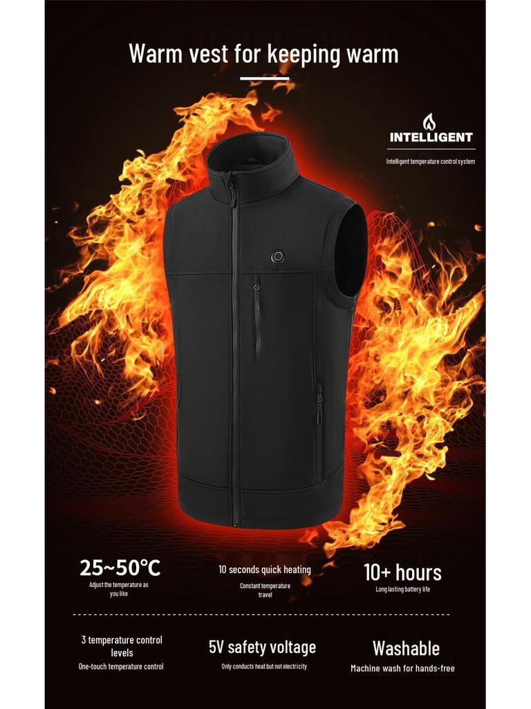 USB Heated Soft Shell Winter Vest with Smart Temperature Control