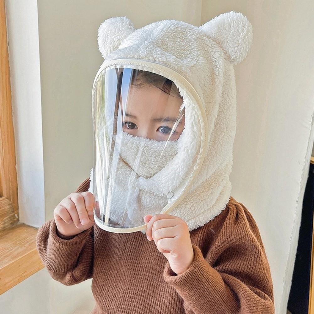Plush Integrated Hat Mask Thickened Windproof Mask Cap Winter Warm Full Face Mask Hat for Kids