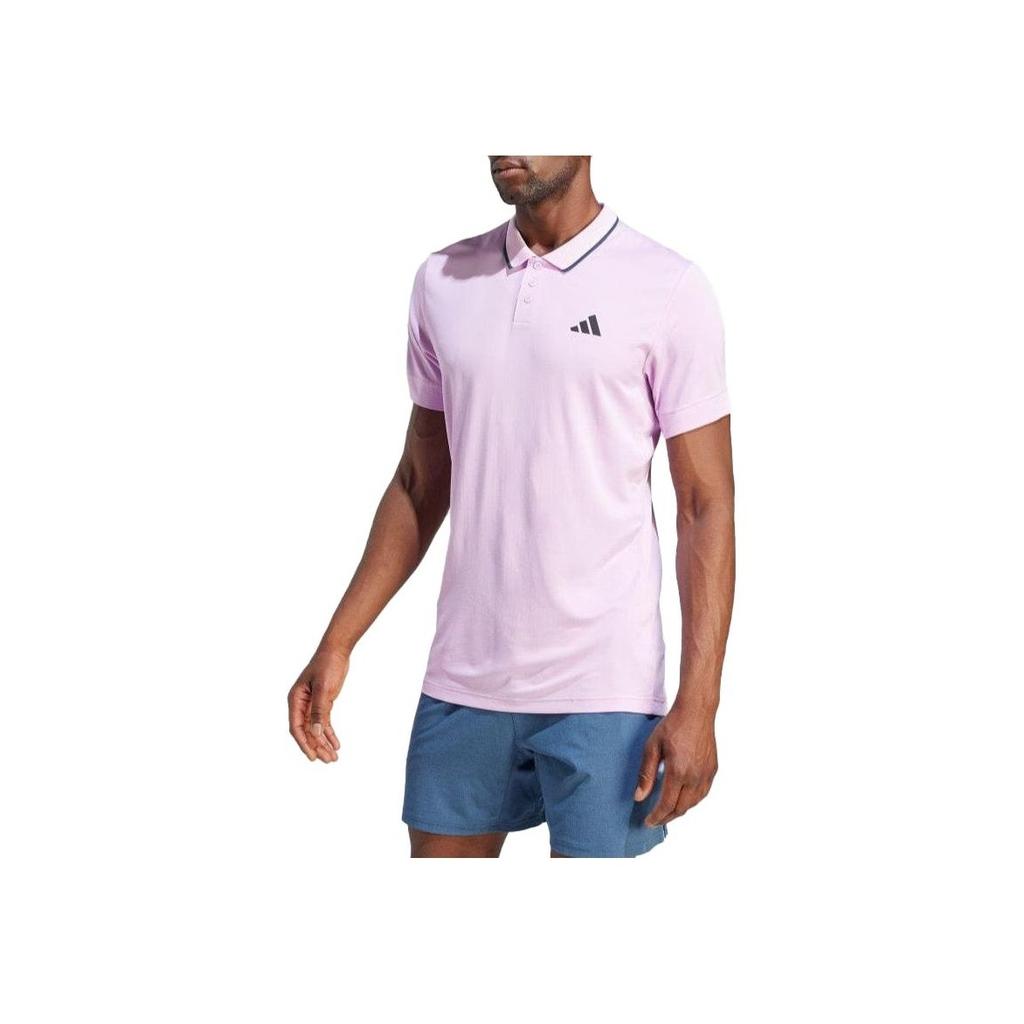 Adidas Logo Print Casual Short Sleeve Polo Shirt Men Polo Shirts Pink IA8286