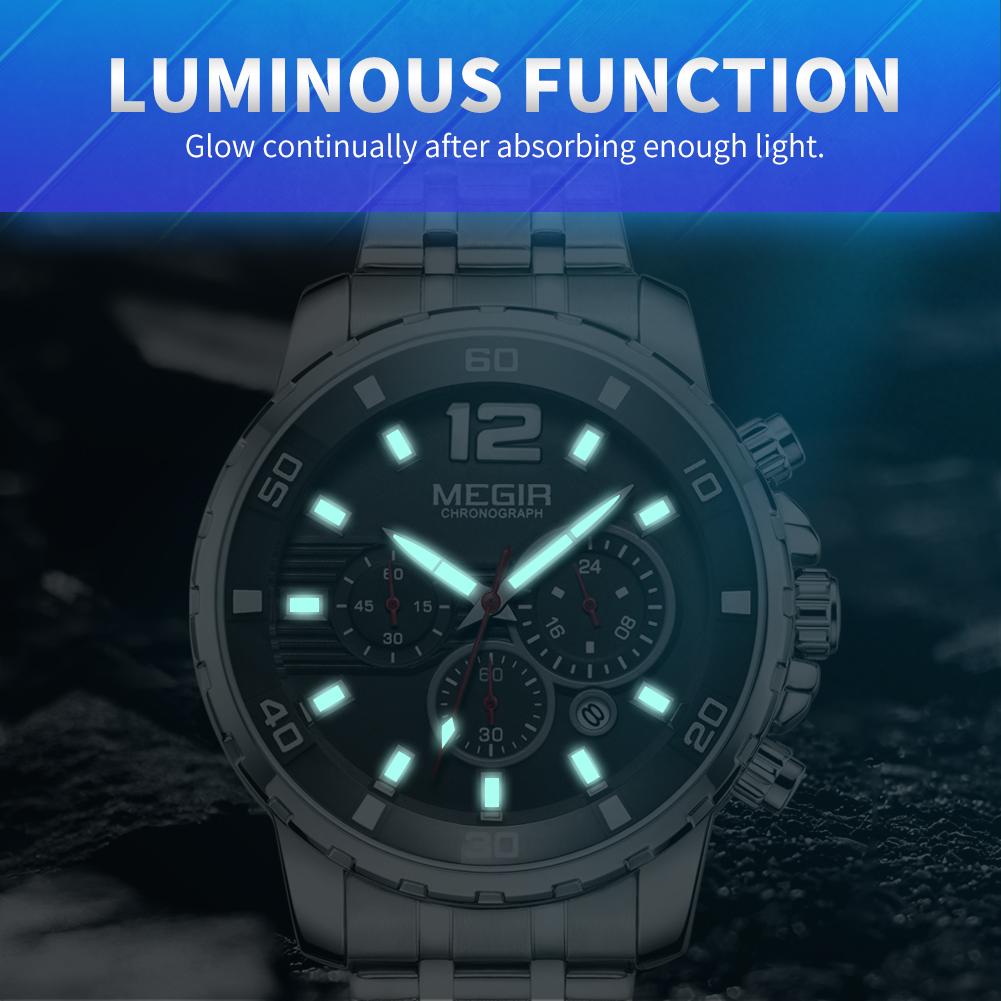Megir Chronograph Quartz Men Watch Top Brand Luxury Army Military Wrist Watches Clock Men Relogio Masculino Business Wristwatch